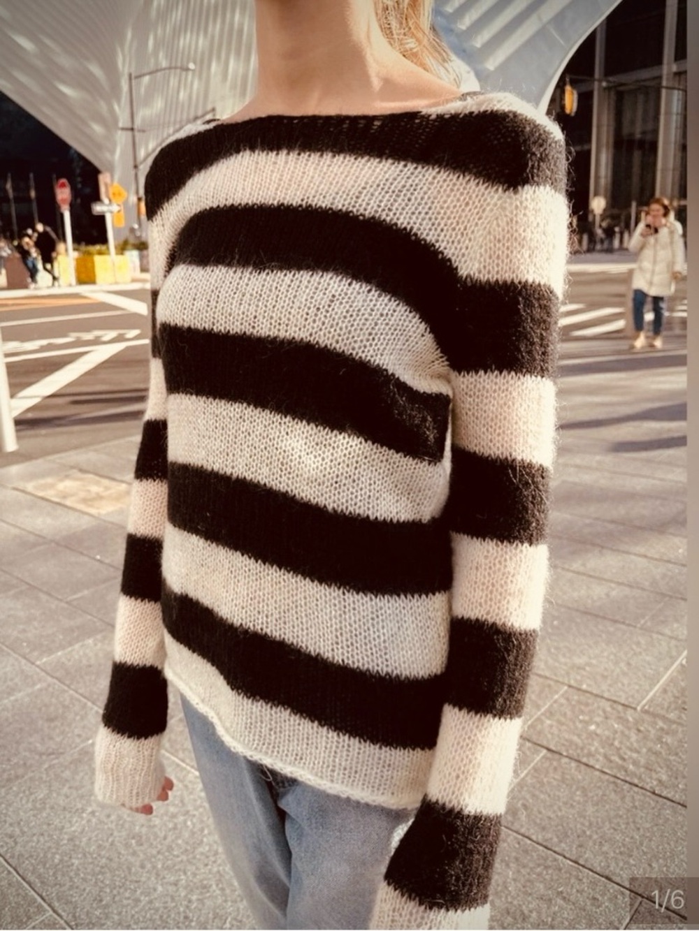 John Galt(Brandy Melville)Striped Black & Off White Sweater